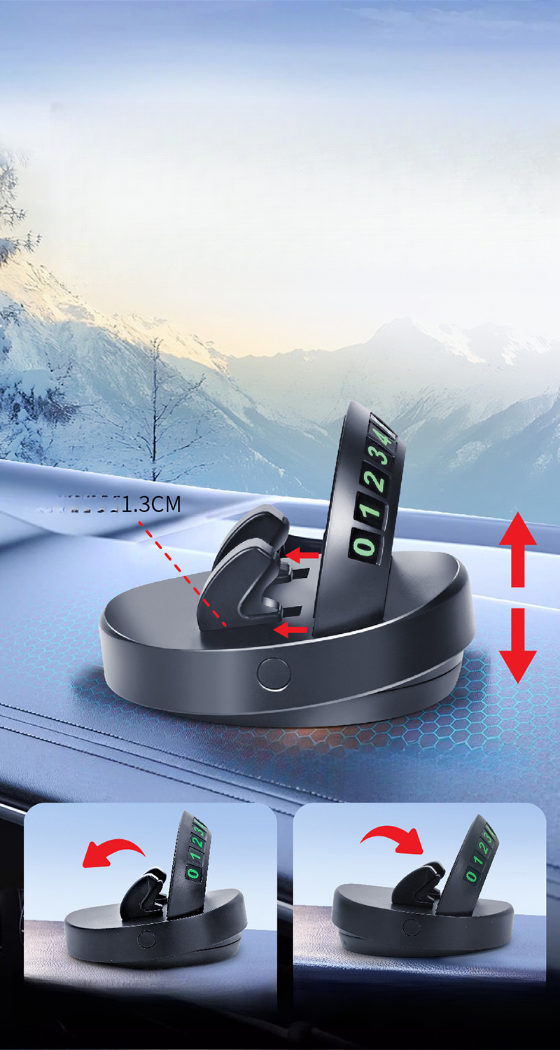 2025 New Dashboard Mobile Phone Navigation 360 ° Rotation Temporary Parking Luminous Number Plate Holder_voghion.com