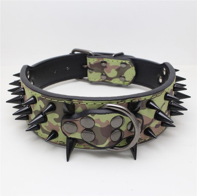 Hot Selling Wolf Tooth Spike Pet Colorful Rivet Collar Large Medium Dog Leash Iron Chain_voghion.com