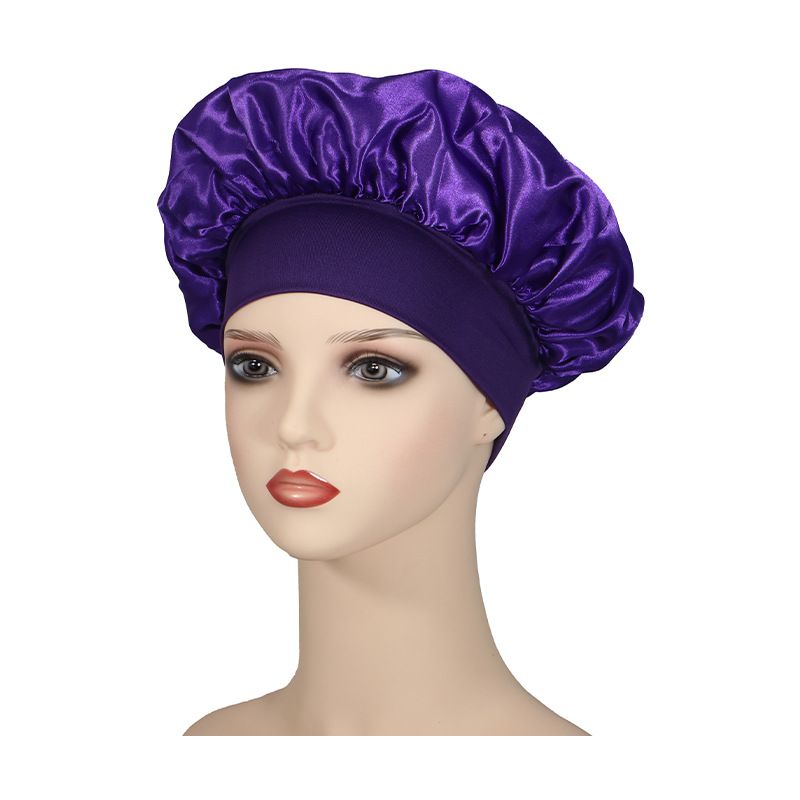 Cuffia da notte in raso per la cura dei capelli, cuffia da bagno a tesa larga, sottile e altamente elastica, per la cura dei capelli da donna in chemioterapia, Satin Beauty_voghion.com