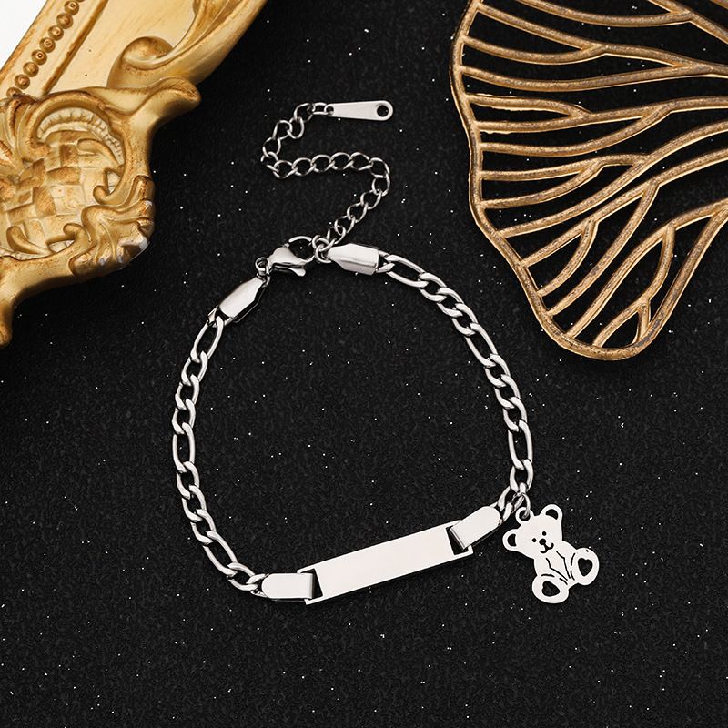 Fashion Simple Stainless Steel Long Bar Bracelet Smooth Surface Laser Engraving DIY Children's Same Style Jewelry_voghion.com