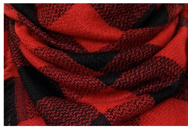 Cachecol quadrado xadrez vermelho e preto feminino outono e inverno unissex_voghion.com