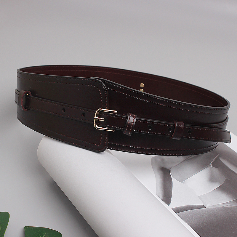 Ceinture large en cuir véritable pour femmes, jupe décorative pratique, manteau en laine, costume pull, ceinture polyvalente de style ins_voghion.com