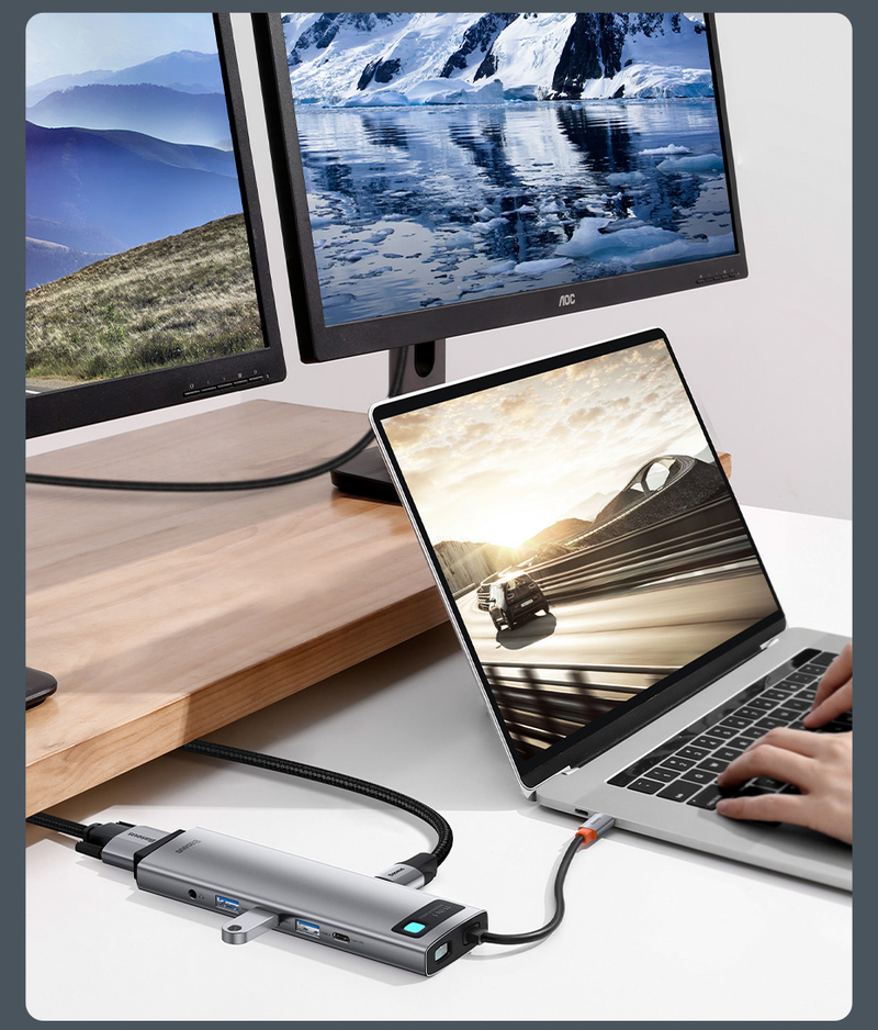 Baseus USB C HUB To HDMI-compatible VGA USB 3.0 Adapter 9/11 In 1 USB Type C HUB Dock For MacBook Pro Air PD RJ45 SD Card Reader_voghion.com