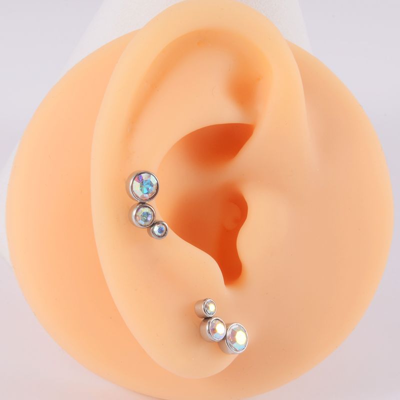 Brincos de Cristal e Fiat Cravo, 1 peça, aço cirúrgico 316L pe, diamante 16G, brinco feminino estilo punk_voghion.com