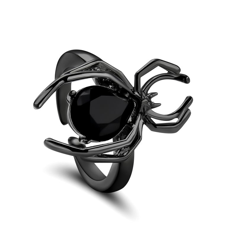 Niche Design Halloween With Inlaid Diamonds Open Personality Spider Ring_voghion.com