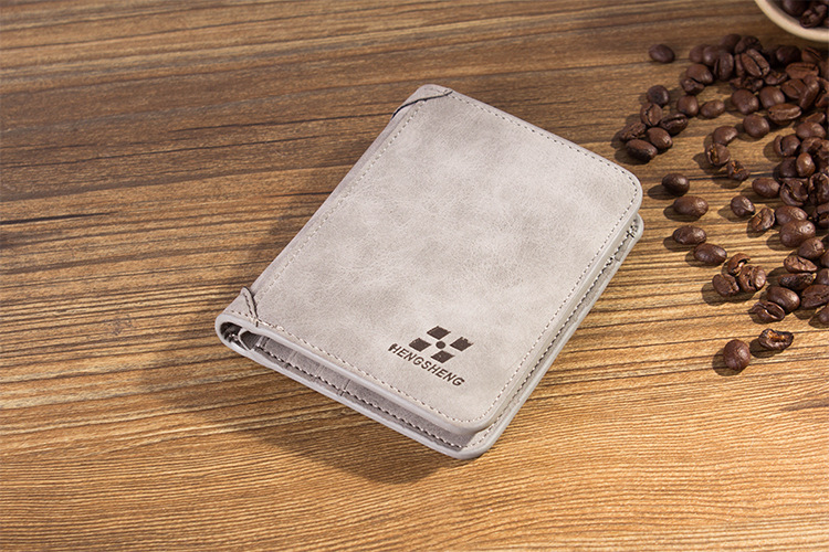 2024 European and American Fashion New Men's Wallet Short Frosted Leather Wallet Retro Three Fold Vertical Wallet Youth Multi Card Slot_voghion.com