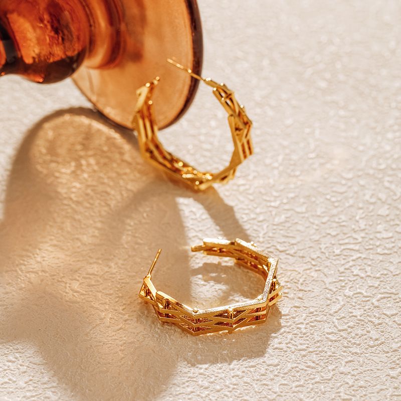 Women's Jewelry Large Size Personalized Metal Earrings High Grade Plain Ring Multi Layer C Shaped Superposition Design Modern Style Women's Popular_voghion.com