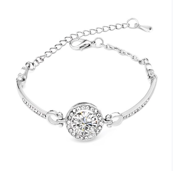 Braccialetto elegante all'ingrosso con zirconi di cristallo per donne, nuovo stile coreano per studenti, con cuori semplici intarsiati e otto frecce_voghion.com