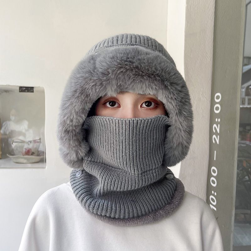 Neues Schal-Set, Farbblock, gedrehte Strickmütze mit Fleecefutter für Wärme und Nackenschutz_voghion.com