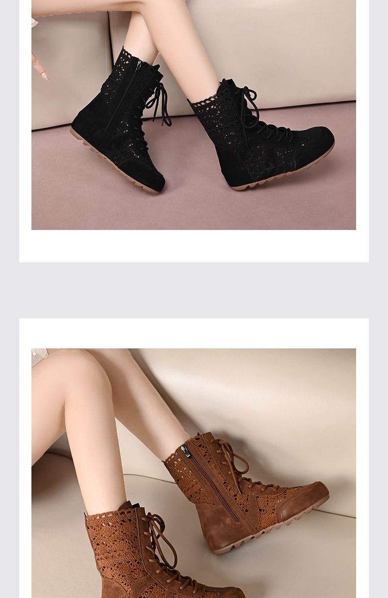 Frauen Boxen Stiefel Sommer Kurze High Top Boxen Frauen 2025 Neue Weiche Sohle Training Schuhe Hohl Atmungsaktiv Casual Martin Stiefel_voghion.com