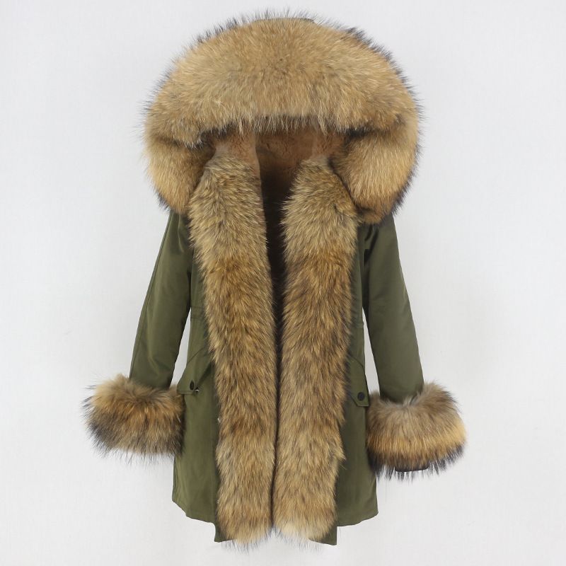 Women's Clothing hot sale winter parka for women with detachable fox fur collar lining fashionable warm ladies mid length coat_voghion.com