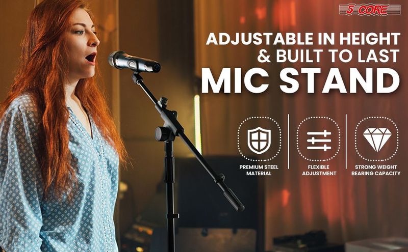 5 Core Tripod Mic Stand Floor 4Pcs Adjustable 18 To 72 Inches Sturdy Boom Arm Holder Microphone Stands Pedestal Para Microfono For Singing_voghion.com