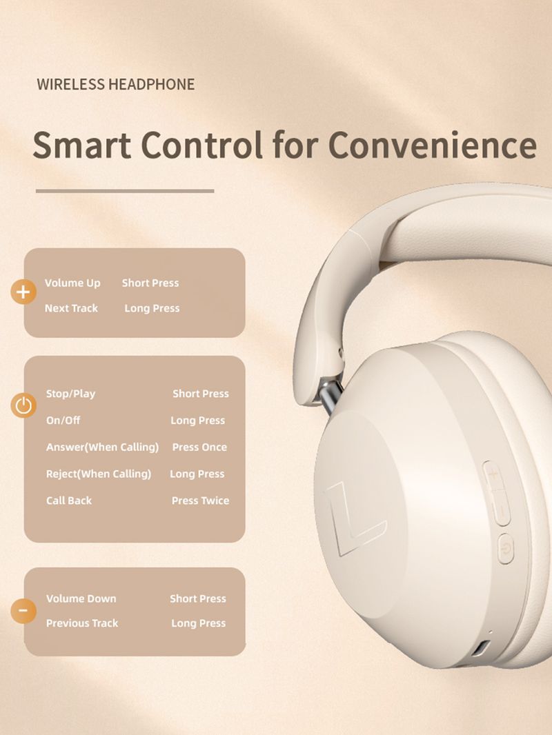 Over-ear Headphones, High-quality Wireless Calls, Long-life Sports, Gaming And Music Listening Bluetooth Headphones_voghion.com