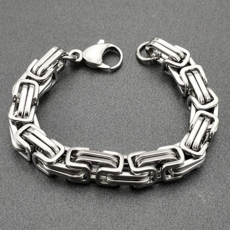Bracciale da uomo in acciaio inossidabile con catena solida originale di colore da 10 mm di larghezza_voghion.com