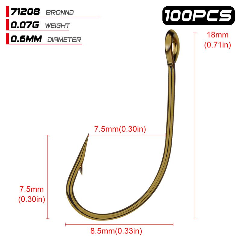 Sea High Carbon Steel Fishing Naked Brown Black Fly Hair Barbed Circle Single Hook_voghion.com