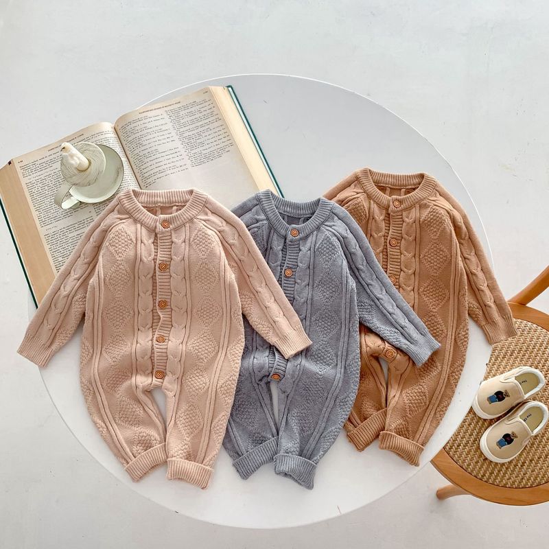 Korean version of autumn and winter New Baby wool jumpsuit for boys and girls Baby Full moon suit newborn 100-day banquet long climb_voghion.com