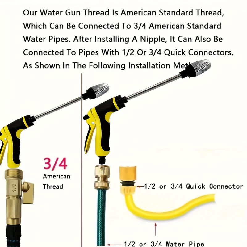 A Retractable Garden Hose Set With A High-pressure Water Gun Nozzle And US Standard 3/4-inch Connectors, Perfect For Outdoor Watering And Gardening._voghion.com