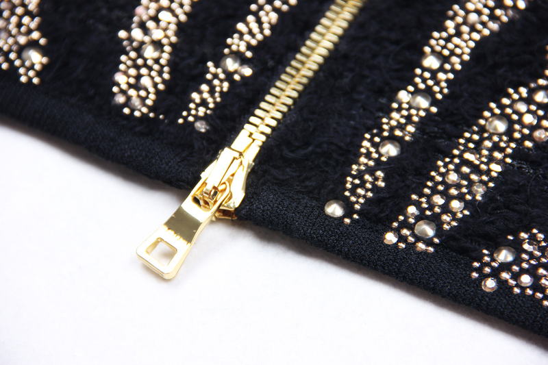 Dammode internet kändis kvalitetsstickad het diamantjacka + kjol kostym_voghion.com