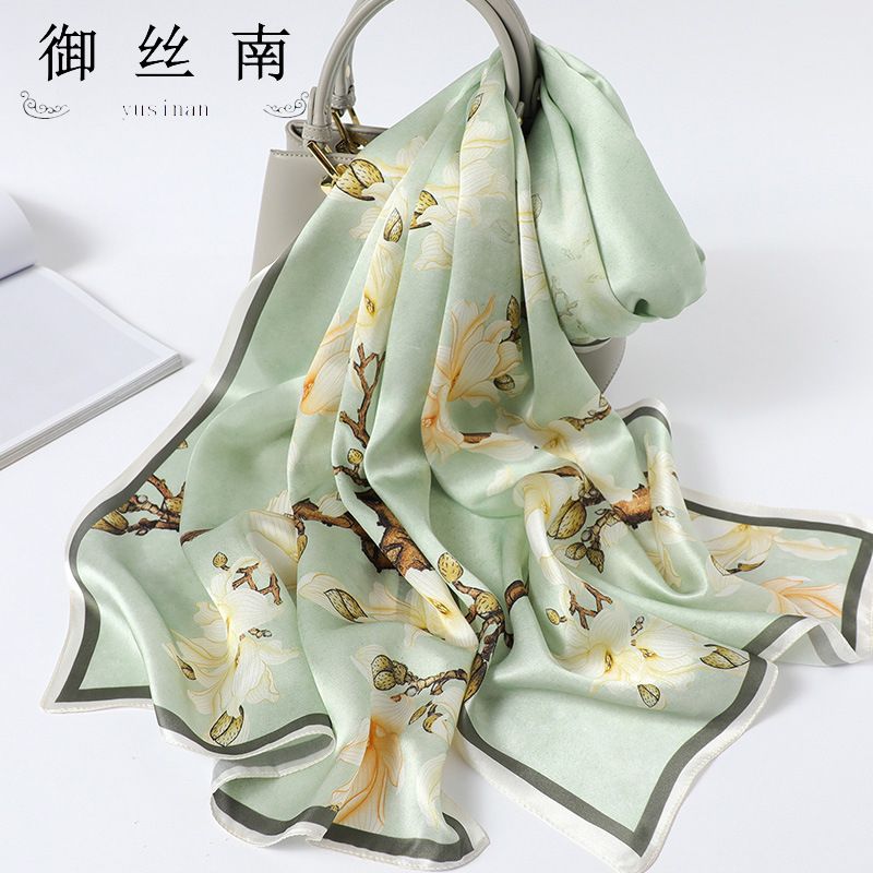 Sciarpa regalo lunga e piccola in raso di seta di gelso 100% stile cinese Hangzhou per donna_voghion.com