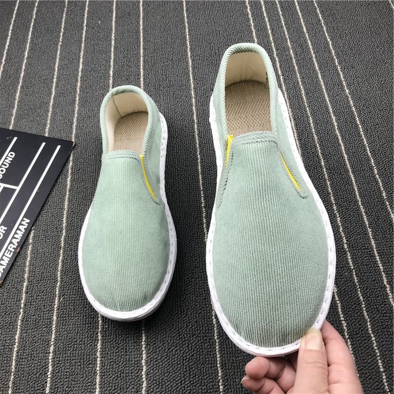 Ademende gele stoffen schoenen, casual instappers voor koppels_voghion.com