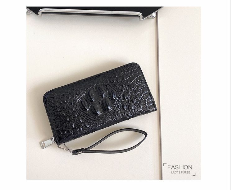 Bolsos para hombre, nuevo bolso de mano grande con estampado de cocodrilo, de un solo tirador, con múltiples ranuras para tarjetas y gran capacidad, con cremallera para teléfono móvil, moderno._voghion.com