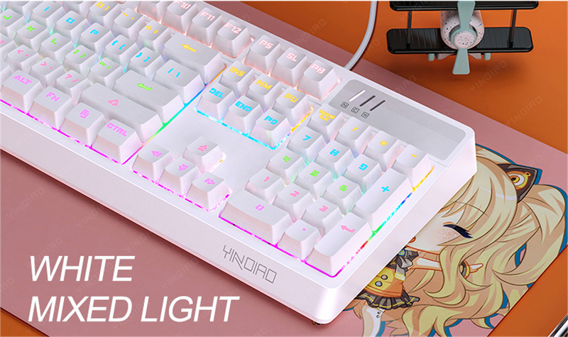 K wired New key detachable panel real mechanical ke hybrid white backlit green axis USB interface g_voghion.com