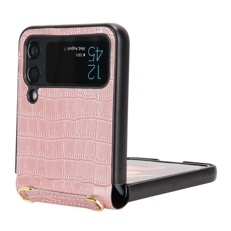Θήκη Kunjiuyou 1 για Samsung Galaxy Z Flip4 Θήκη Μεντεσέδες Προστασία Πτυσσόμενο κάλυμμα τηλεφώνου με κορδόνι για Samsung Galaxy Z Flip 4-Red A_voghion.com