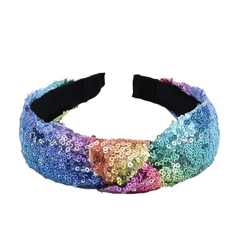 Semplice nodo, fiocco incrociato, paillettes colorate, elegante fascia per capelli in tessuto da donna_voghion.com