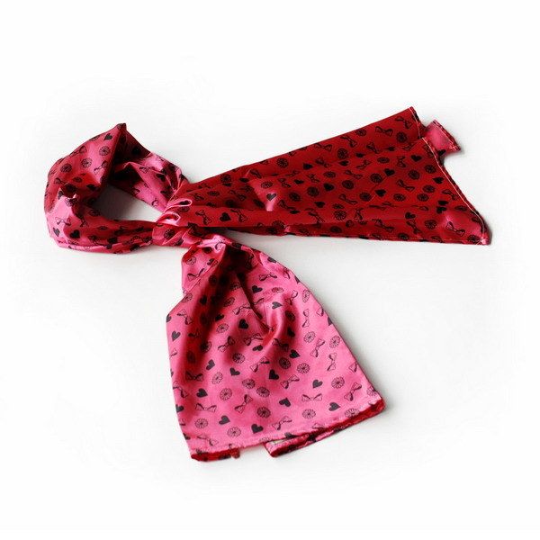 Blancho Deep Pink Lovely BOW & Heart & Blosom Design Romantic Comfy Silk Scarf/Wrap/Shawl(Small)_voghion.com