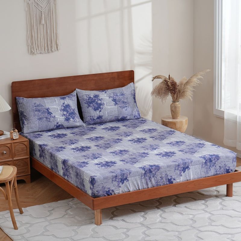 Coprimaterasso Blue Ink Art in poliestere, delicato sulla pelle, con lenzuolo con angoli, coprimaterasso_voghion.com
