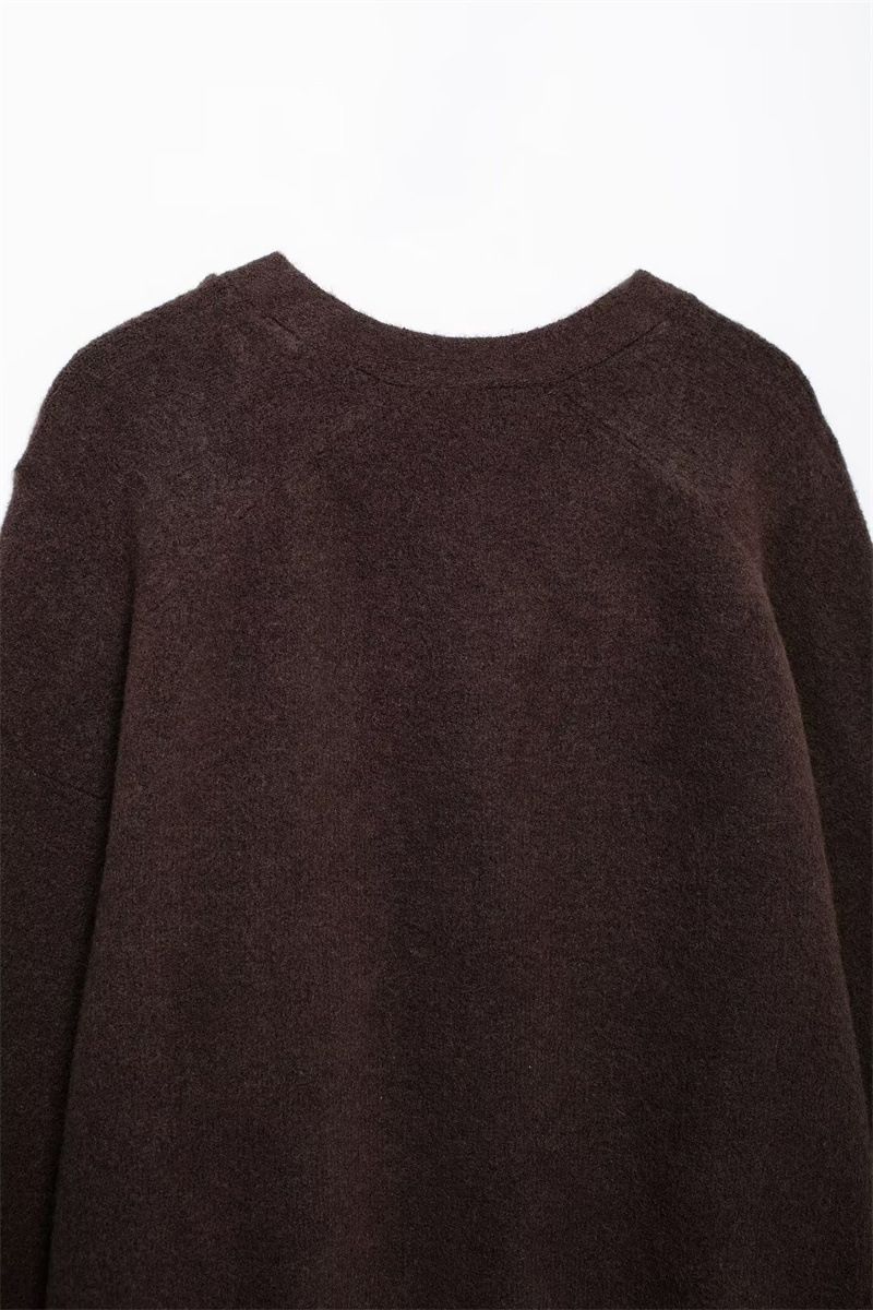 Abbigliamento donna autunno e inverno 2024 nuova moda scollo a V manica lunga morbida giacca in maglia_voghion.com