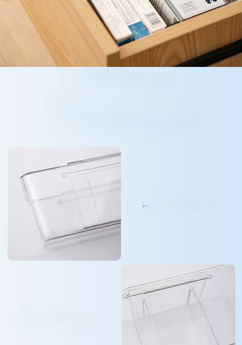 Transparent drawer with expandable storage partition organizing box, kitchen utensil classification storage, cosmetics_voghion.com