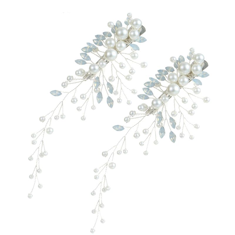 Set mit 2 handgefertigten Perlen-Protein-Horre-Augen-Gla-Diamant-Clips, gepaart mit Braut-Hochzeits-Kopfschmuck und Haar_voghion.com
