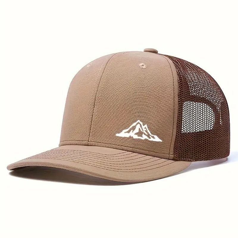 Men's Hats Creative Design Mountain View Flat Brim Baseball Cap Slightly Curved Richardson Trucker Hat Outdoor Quick Drying Mesh Cap For Men_voghion.com