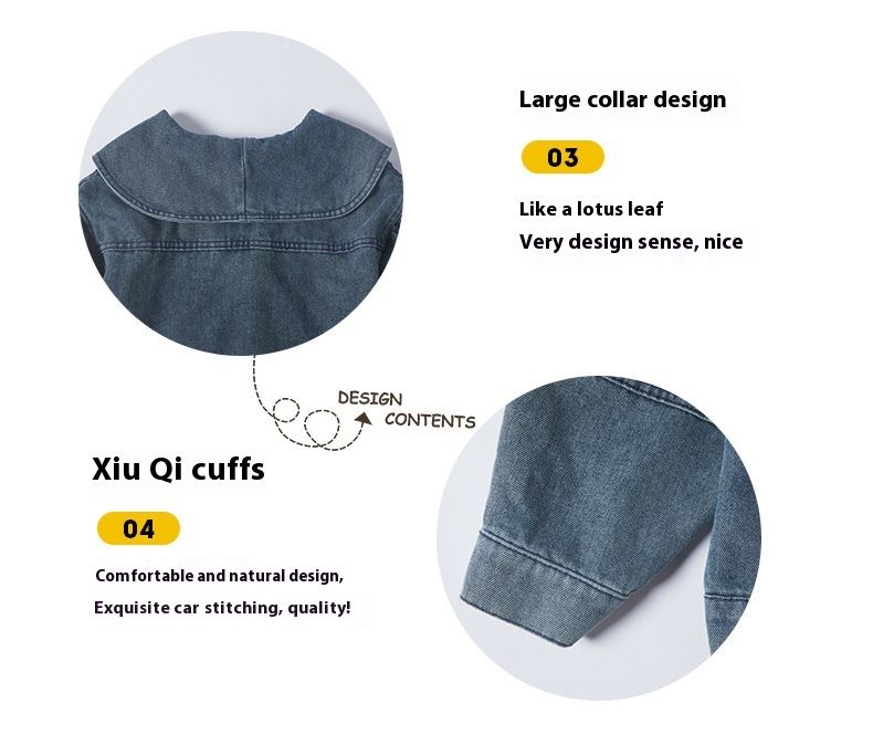 Piger koreansk denimjakke til efteråret 2024, trendy, afslappet T-shirt-nederdel-cardigansæt til kvinder_voghion.com
