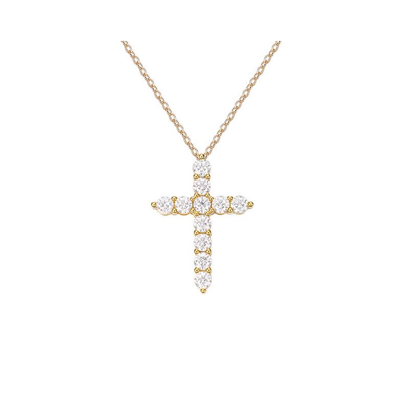 Collana con croce in moissanite per donna, argento sterling, lusso leggero, nicchia, sensazione di alta qualità, versatile, nuovo stile 2022._voghion.com