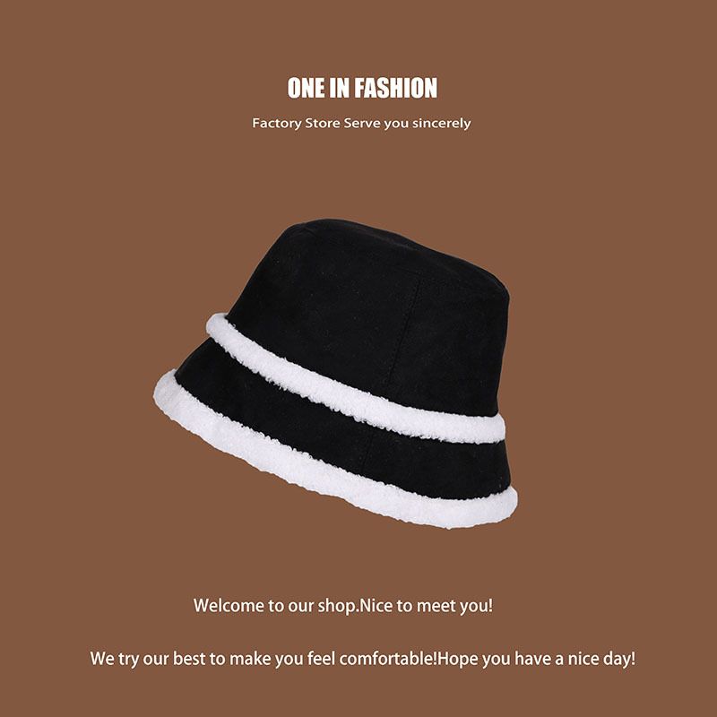 Verdikte suède emmerhoed Vrouwen dragen veelzijdige gezicht Lamswol warme bassin hoed in de herfst en winter_voghion.com