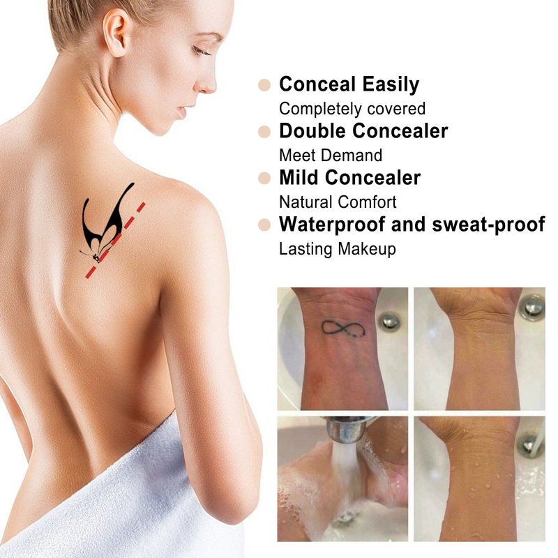 EELHOE waterdichte verhelderende cover tattoo moedervlek litteken onzichtbare tweekleurige concealer_voghion.com