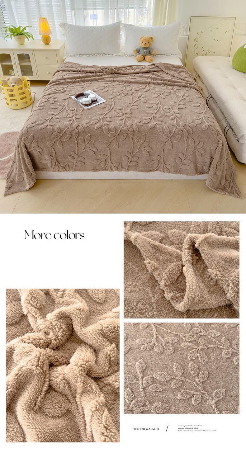 2025 New Fortune Tree Velvet Solid Color Jacquard Multi-Functional Throw Nap Air Conditioning Blanket_voghion.com
