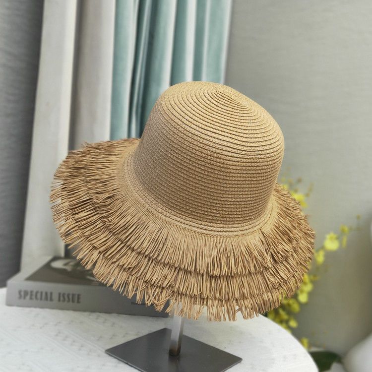 Cappello da sole estivo da donna, con tesa larga, da spiaggia, per le vacanze, da pescatore, con parasole, a tesa larga_voghion.com