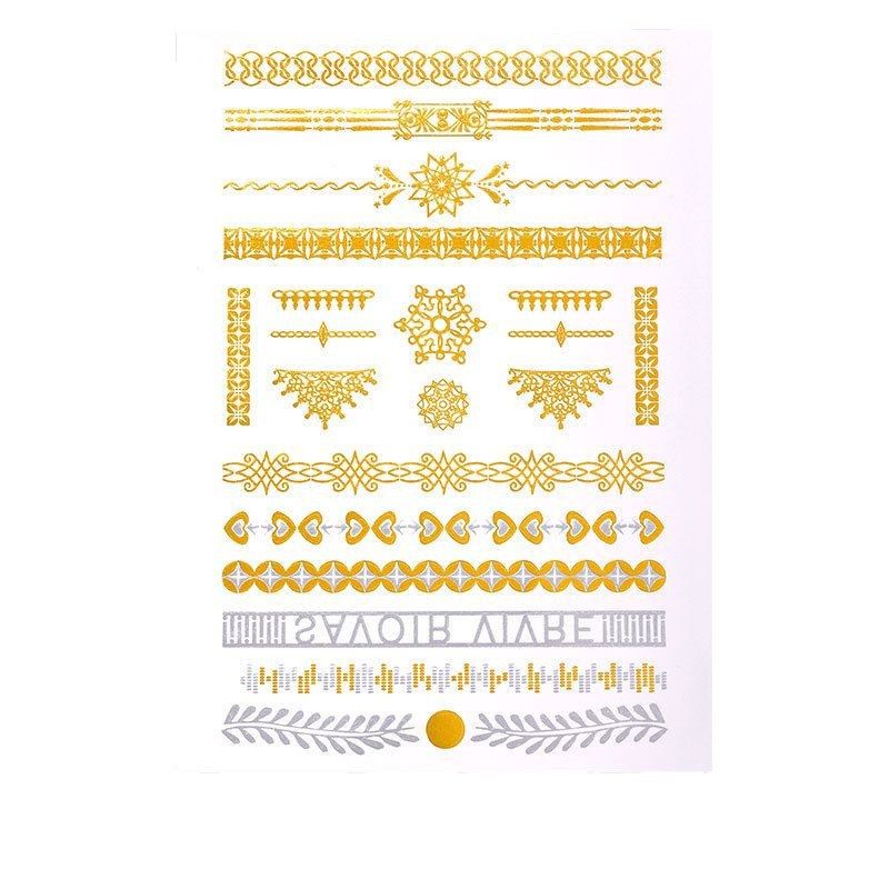 Adesivi per tatuaggi temporanei metallici impermeabili color oro Zhengxiang con stampa argentata_voghion.com