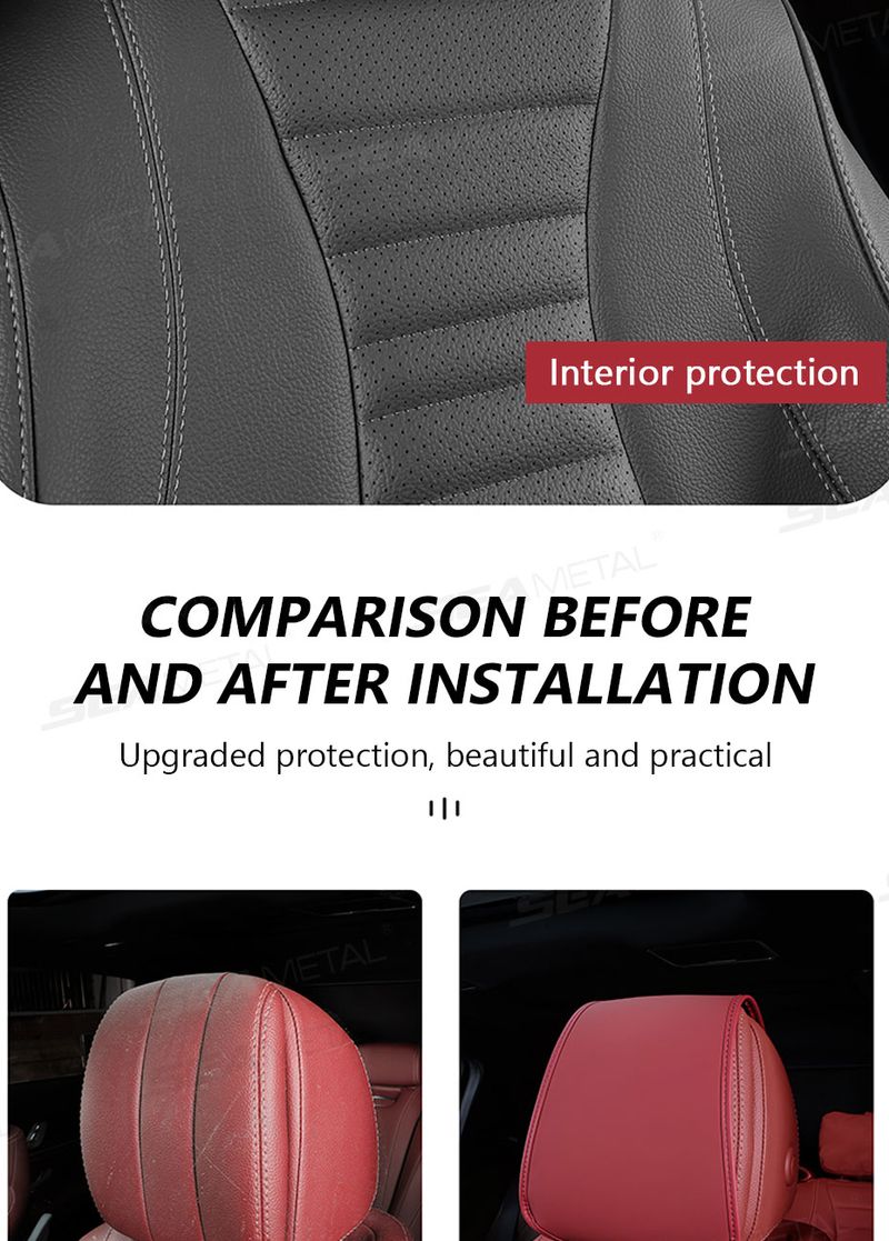 SEAMETAL Copricuscino per poggiatesta in similpelle di alta qualità, antipolvere, per poggiatesta, protezione per il collo, per accessori auto_voghion.com