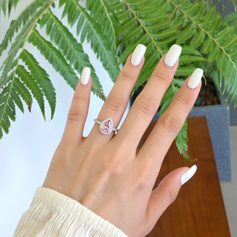 Wedding Series S Sterling Silver Ring Women's Pink Zircon Design Sense, Temperament Fashion Handicraft_voghion.com