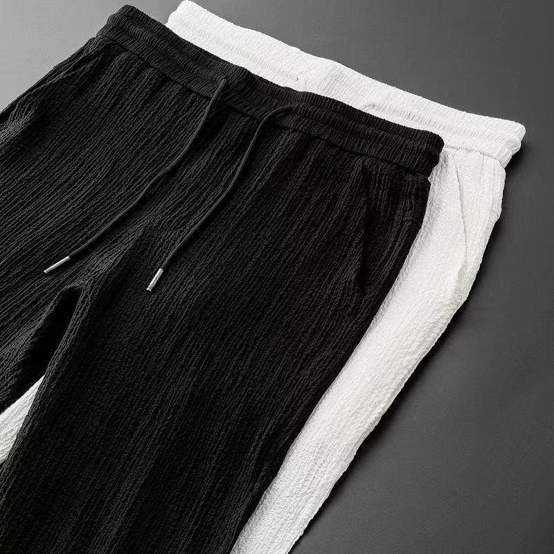Men's Clothing White casual sports suit for men in summer with lapel, fashionable, light luxury, pleated two-piece suit, thin and handsome, trendy_voghion.com