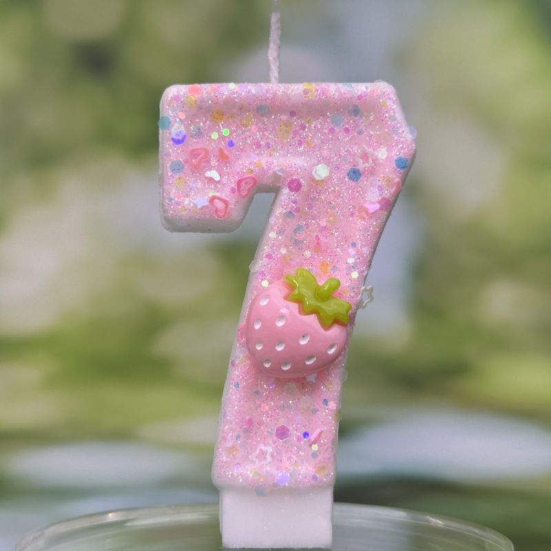 Digital Candle Cake Party Decoration Birthday Handmade Wax Pink Strawberry_voghion.com