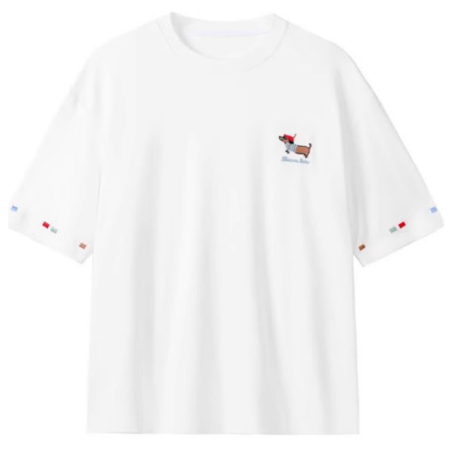 2025 Sommer Neue Weiße Basis Große Größe Hund Stickerei Kurzarm T Lose T-Shirt Kühlen Atmungsaktive Top Für Männer_voghion.com