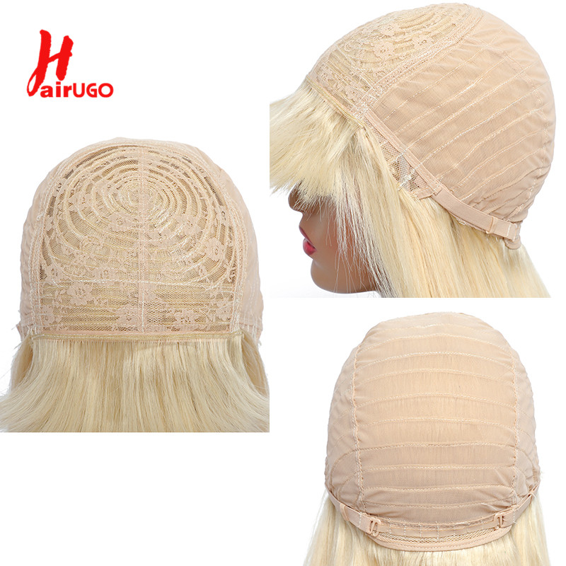 Hot selling HairUGo 613 # Blonde BOB Pruik met Pony Remy Volledige hine Gemaakt Braziliaanse Menselijk Haar Pruiken Voor vrouw_voghion.com