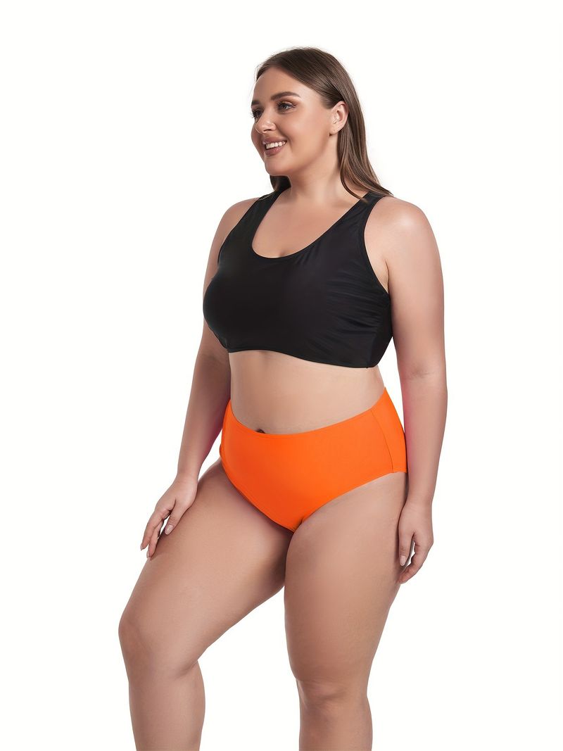 New Three-piece Swimsuit Women's Plus Size High-waisted Bikini Swimsuit Smock Set_voghion.com