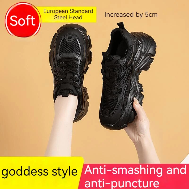 Atmungsaktive Sneaker für die Arbeit, Stahlkappe, unzerstörbare Sicherheitsschuhe, pannensichere Damen-Sneaker_voghion.com