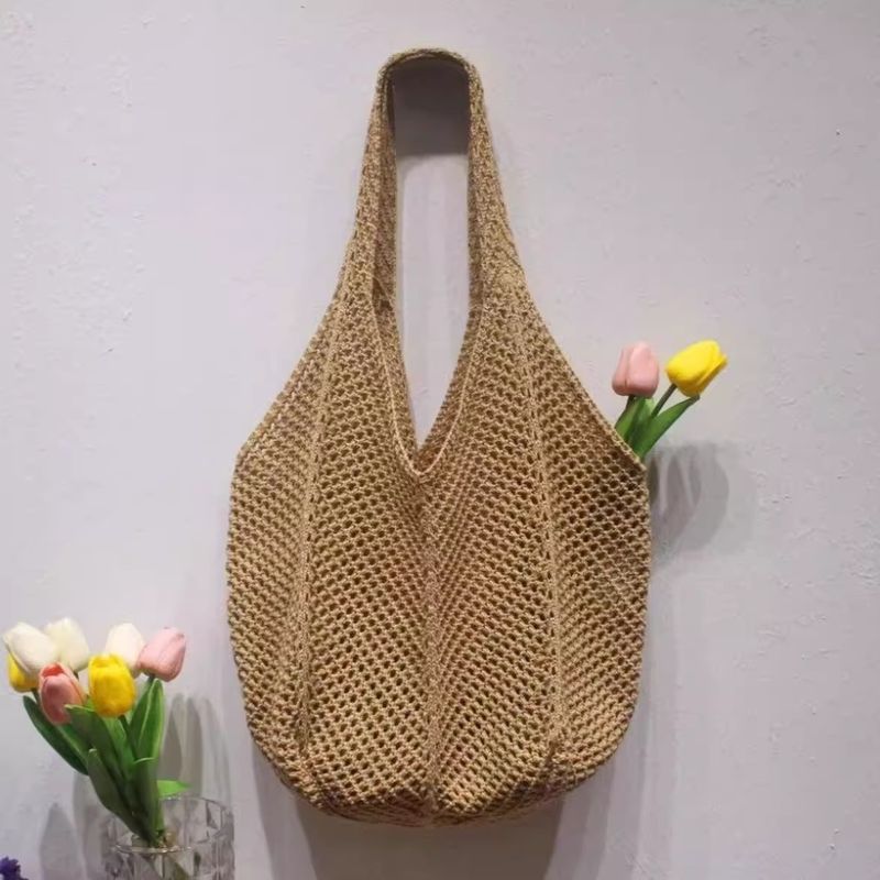 Borsa a tracolla intrecciata di grande capacità per donna, borsa a tracolla da pendolare, nuova tendenza estiva coreana, borsa lavorata a maglia per le vacanze_voghion.com
